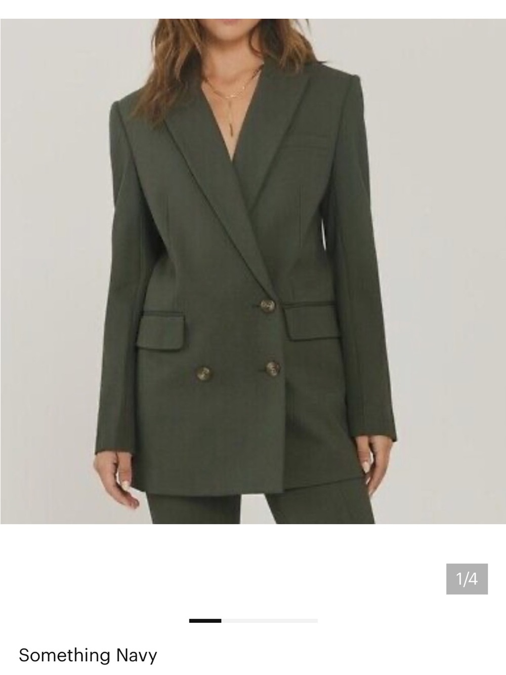 Something Navy Olive Green Double-Breasted Blazer Jacket- Absolutely stunning!